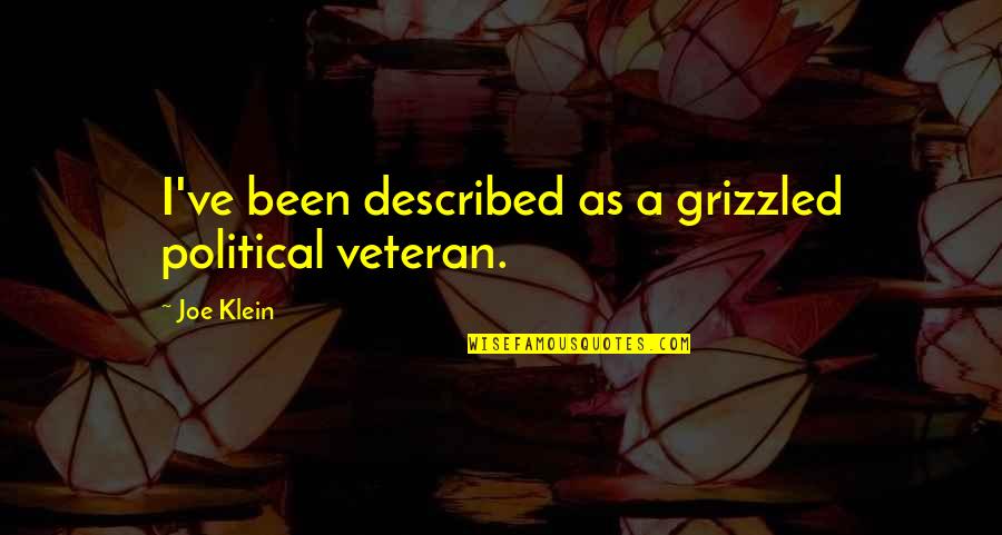 Grizzled Veteran Quotes By Joe Klein: I've been described as a grizzled political veteran.