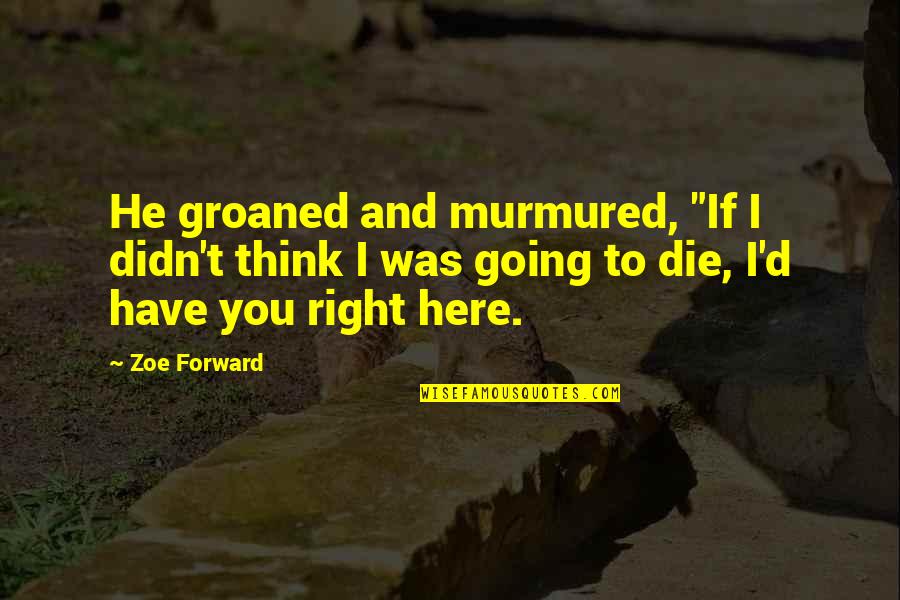 Groaned Quotes By Zoe Forward: He groaned and murmured, "If I didn't think Groaned Quotes By Zoe Forward: He groaned and murmured, "If I didn't think