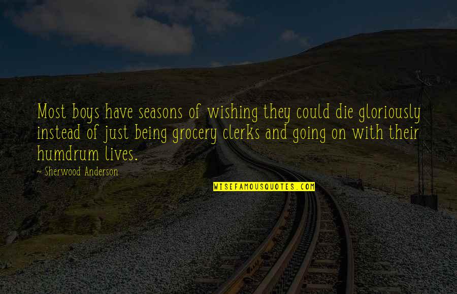 Grocery Quotes By Sherwood Anderson: Most boys have seasons of wishing they could