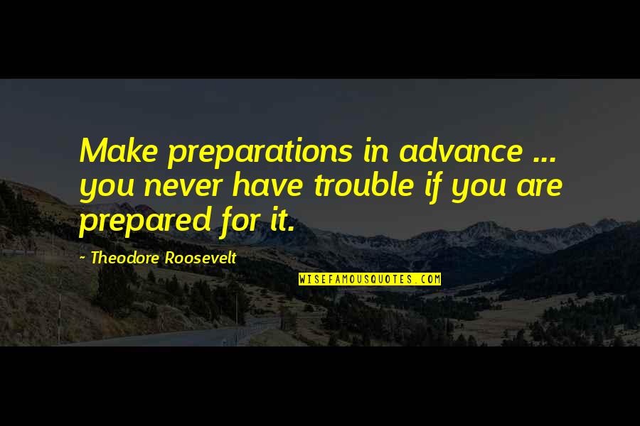 Grocott Methenamine Quotes By Theodore Roosevelt: Make preparations in advance ... you never have