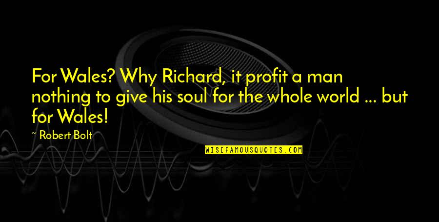 Grodner And Associates Quotes By Robert Bolt: For Wales? Why Richard, it profit a man Grodner And Associates Quotes By Robert Bolt: For Wales? Why Richard, it profit a man
