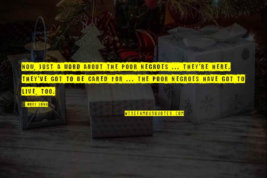Groenenberg Lennik Quotes By Huey Long: Now, just a word about the poor Negroes Groenenberg Lennik Quotes By Huey Long: Now, just a word about the poor Negroes