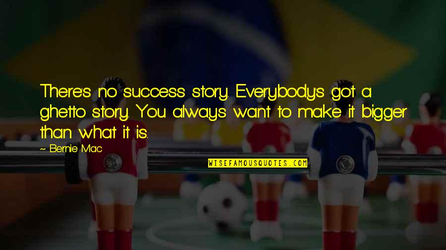 Groenewald Stein Quotes By Bernie Mac: There's no success story. Everybody's got a ghetto