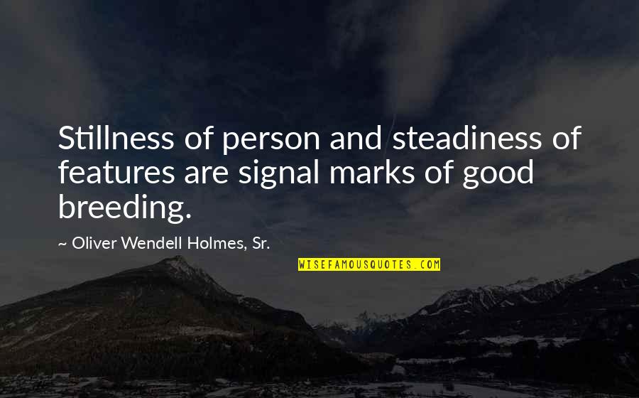 Groetsch Wholesale Quotes By Oliver Wendell Holmes, Sr.: Stillness of person and steadiness of features are Groetsch Wholesale Quotes By Oliver Wendell Holmes, Sr.: Stillness of person and steadiness of features are