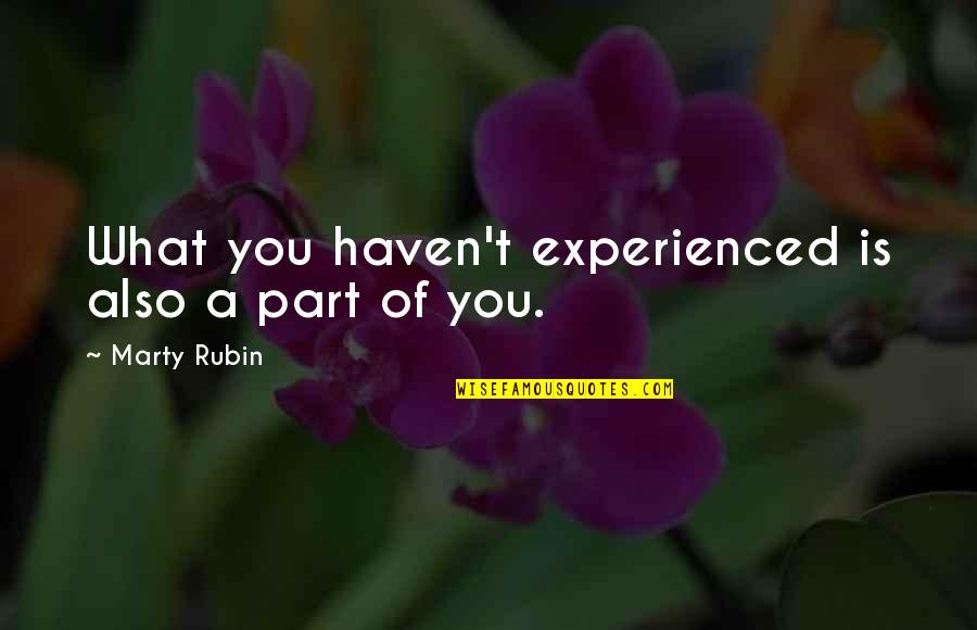Groomble Quotes By Marty Rubin: What you haven't experienced is also a part