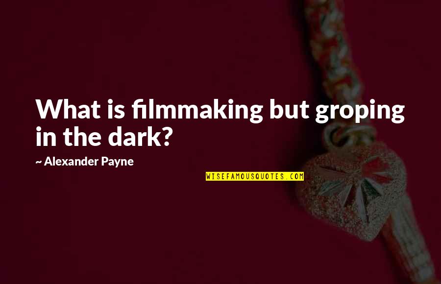 Groping Quotes By Alexander Payne: What is filmmaking but groping in the dark?