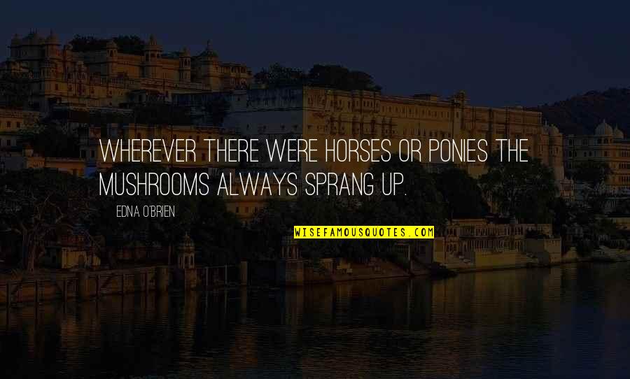 Gross Motor Skills Quotes By Edna O'Brien: Wherever there were horses or ponies the mushrooms