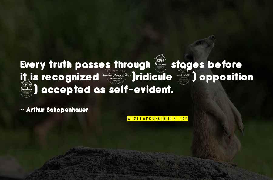 Grotte De Han Quotes By Arthur Schopenhauer: Every truth passes through 3 stages before it