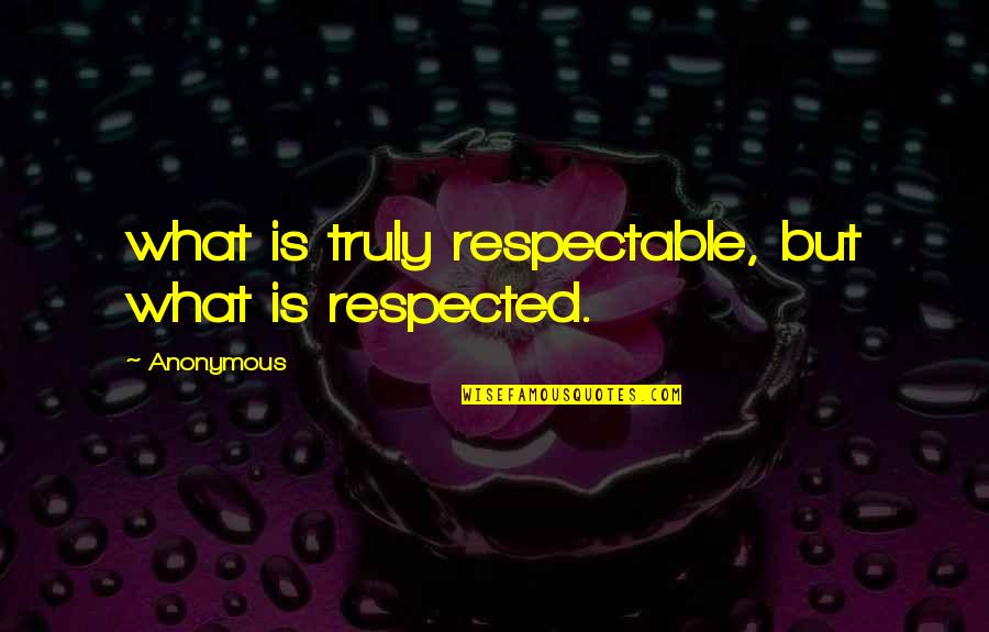 Group Dynamic Quotes By Anonymous: what is truly respectable, but what is respected.
