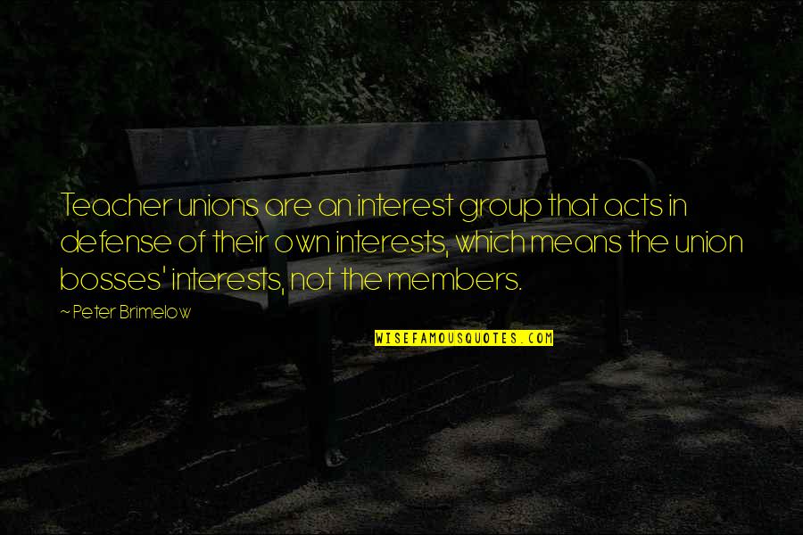 Group Members Quotes By Peter Brimelow: Teacher unions are an interest group that acts