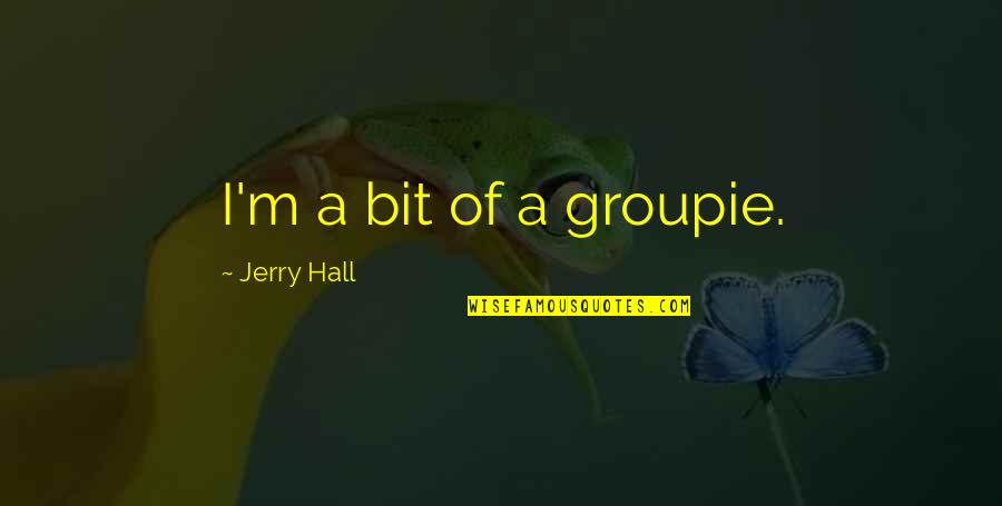 Groupie Quotes By Jerry Hall: I'm a bit of a groupie. Groupie Quotes By Jerry Hall: I'm a bit of a groupie.
