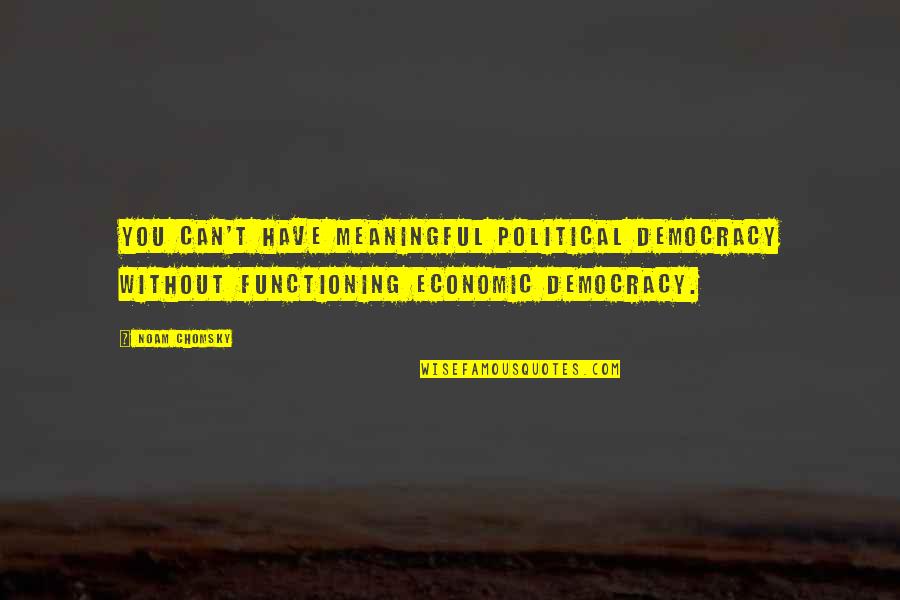 Groupies Tell Quotes By Noam Chomsky: You can't have meaningful political democracy without functioning Groupies Tell Quotes By Noam Chomsky: You can't have meaningful political democracy without functioning