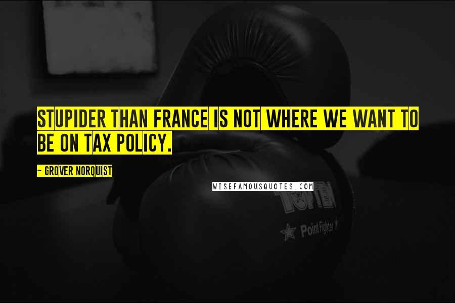 Grover Norquist quotes: Stupider than France is not where we want to be on tax policy.