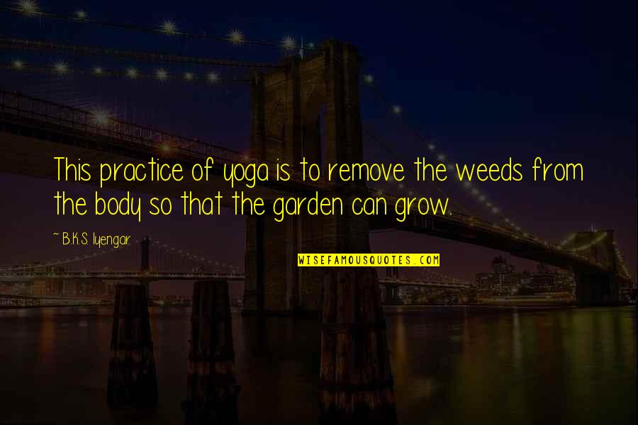 Grow Garden Quotes By B.K.S. Iyengar: This practice of yoga is to remove the