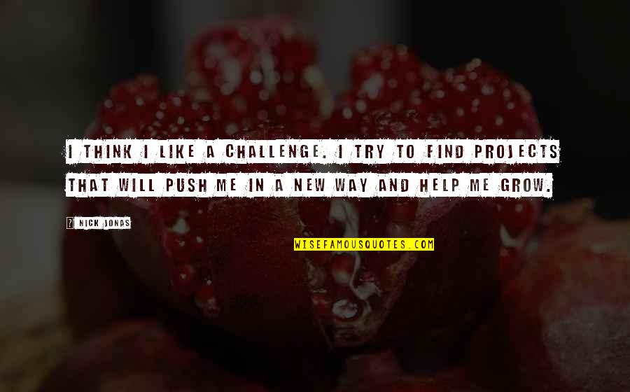 Grow To Quotes By Nick Jonas: I think I like a challenge. I try Grow To Quotes By Nick Jonas: I think I like a challenge. I try
