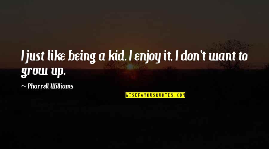 Grow To Quotes By Pharrell Williams: I just like being a kid. I enjoy Grow To Quotes By Pharrell Williams: I just like being a kid. I enjoy
