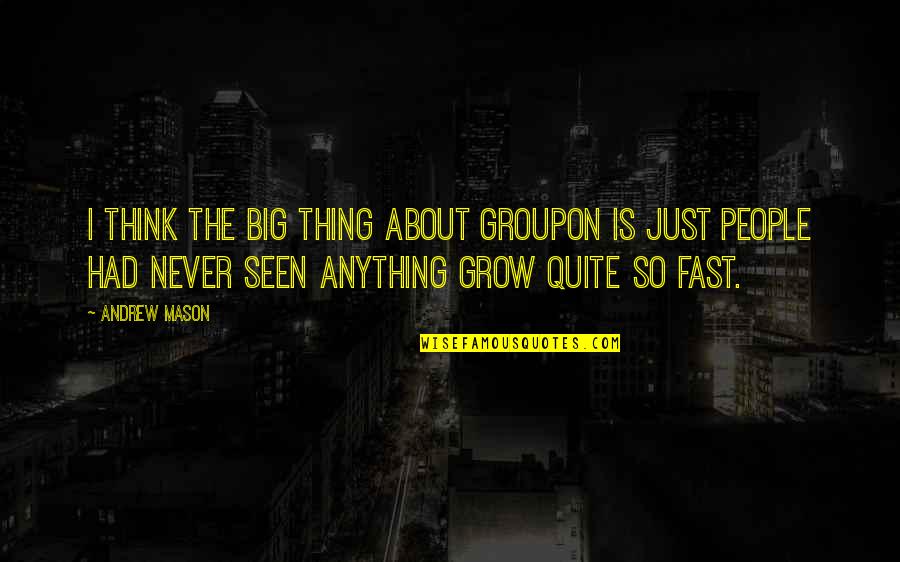 Grow Up Fast Quotes By Andrew Mason: I think the big thing about Groupon is