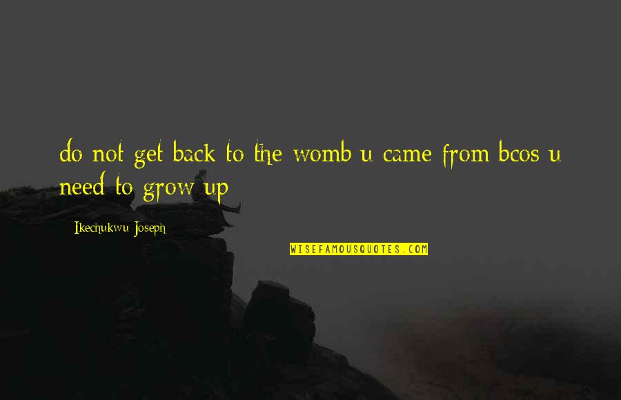 Grow Up Get A Life Quotes By Ikechukwu Joseph: do not get back to the womb u