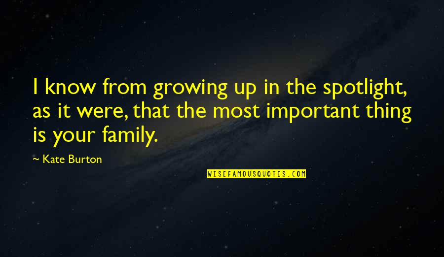 Growing As A Family Quotes By Kate Burton: I know from growing up in the spotlight,