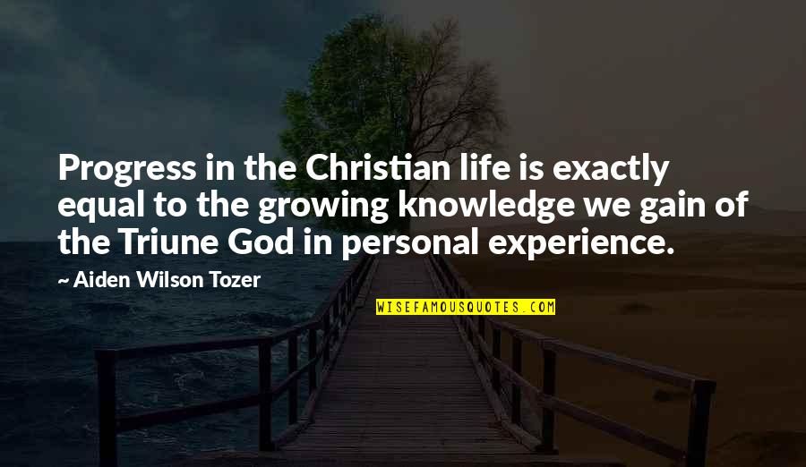 Growing In God Quotes By Aiden Wilson Tozer: Progress in the Christian life is exactly equal Growing In God Quotes By Aiden Wilson Tozer: Progress in the Christian life is exactly equal