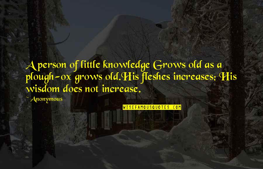 Growing Knowledge Quotes By Anonymous: A person of little knowledge Grows old as