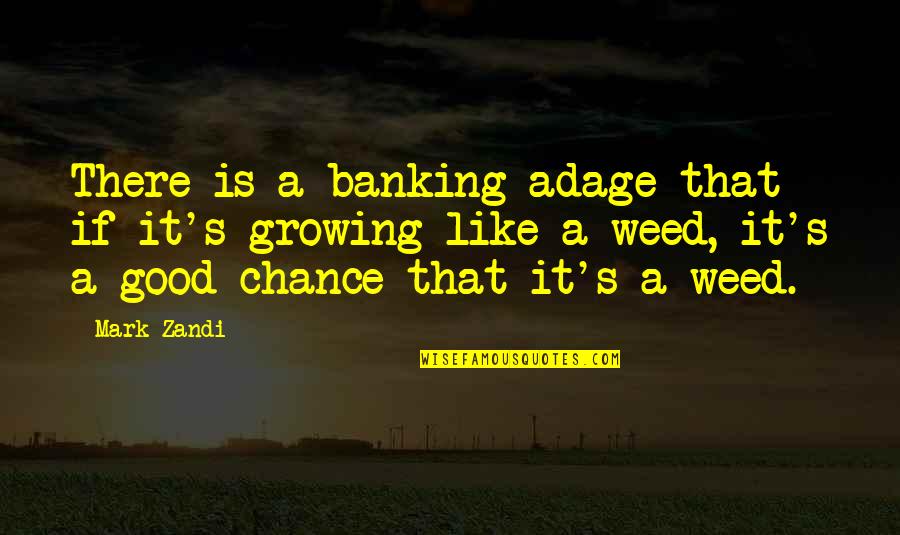 Growing Like A Weed Quotes By Mark Zandi: There is a banking adage that if it's Growing Like A Weed Quotes By Mark Zandi: There is a banking adage that if it's
