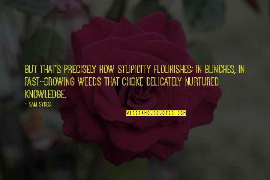 Growing Too Fast Quotes By Sam Sykes: But that's precisely how stupidity flourishes; in bunches,