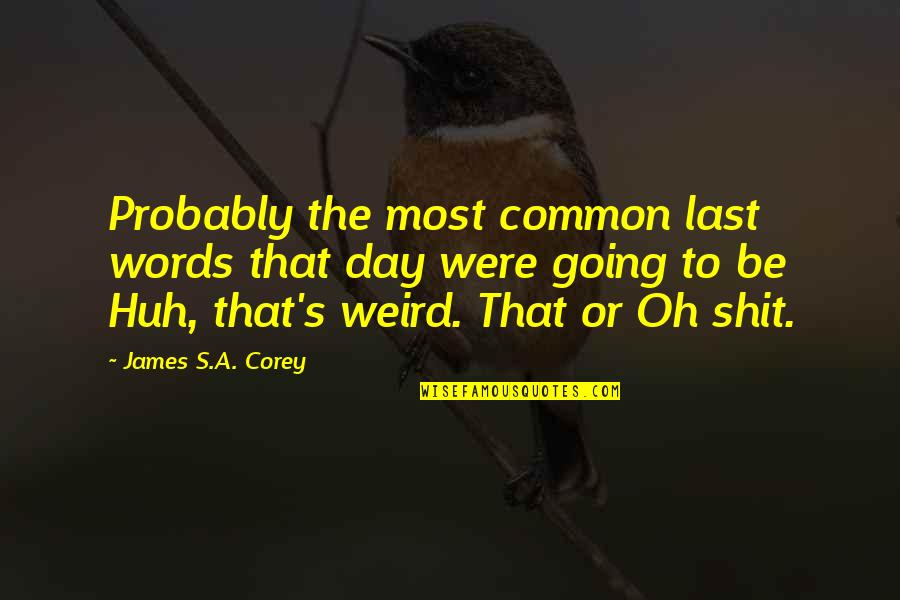 Growing Up And Going To College Quotes By James S.A. Corey: Probably the most common last words that day