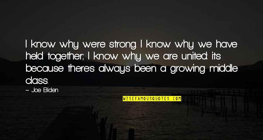 Growing Up Together Quotes By Joe Biden: I know why we're strong. I know why