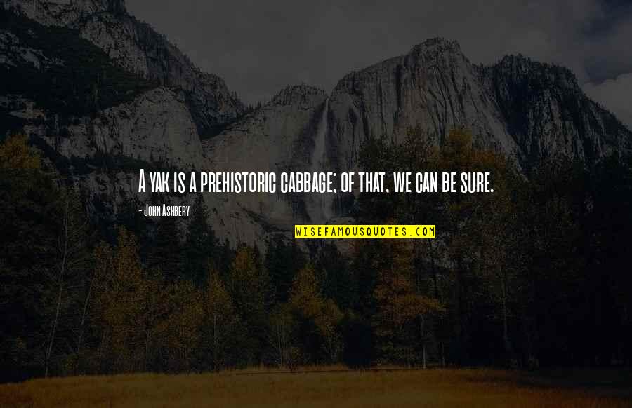 Growing Up With Brother Quotes By John Ashbery: A yak is a prehistoric cabbage; of that,