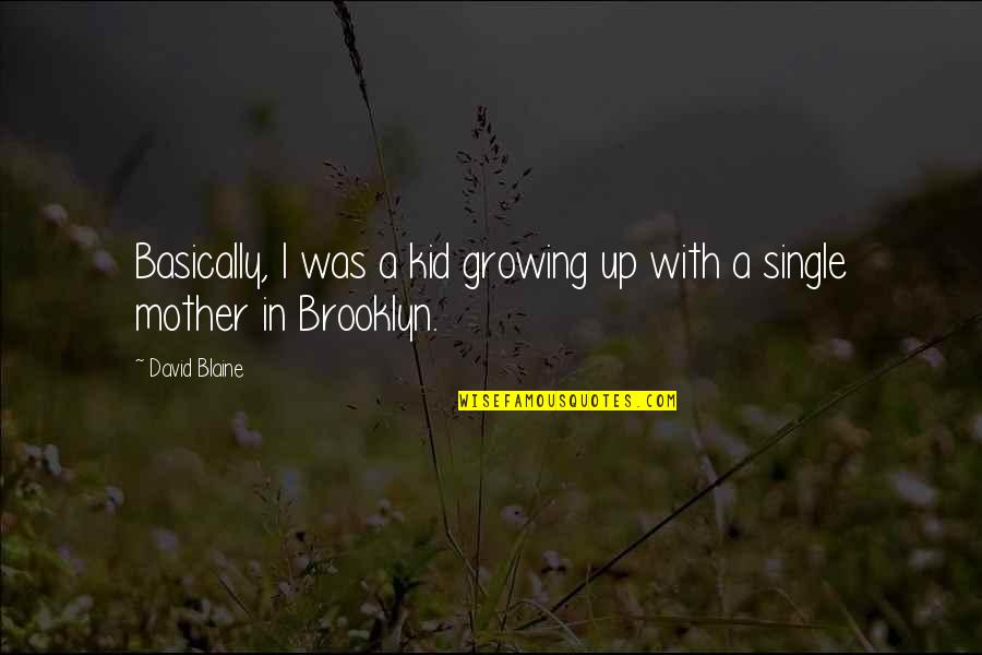 Growing Up Without A Mother Quotes By David Blaine: Basically, I was a kid growing up with