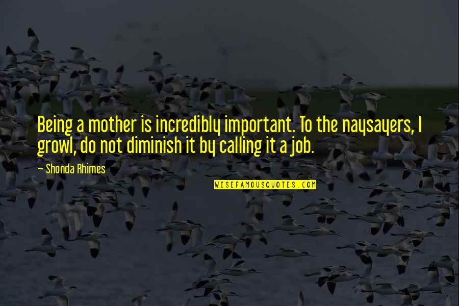 Growl Quotes By Shonda Rhimes: Being a mother is incredibly important. To the