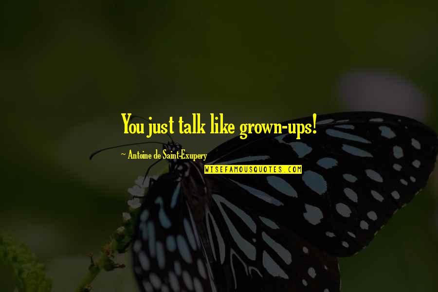 Grown Ups 2 Quotes By Antoine De Saint-Exupery: You just talk like grown-ups!