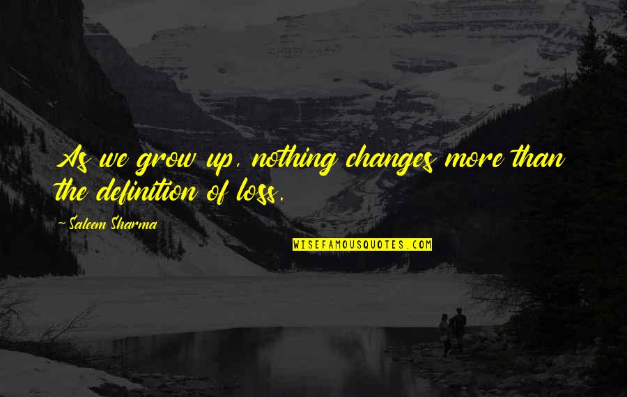 Grow'st Quotes By Saleem Sharma: As we grow up, nothing changes more than