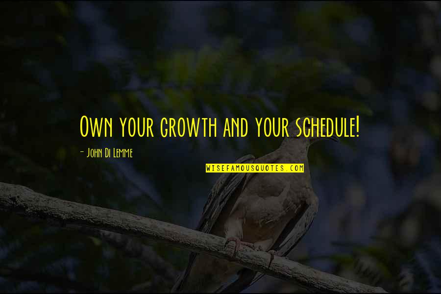 Growth And Development Quotes By John Di Lemme: Own your growth and your schedule!