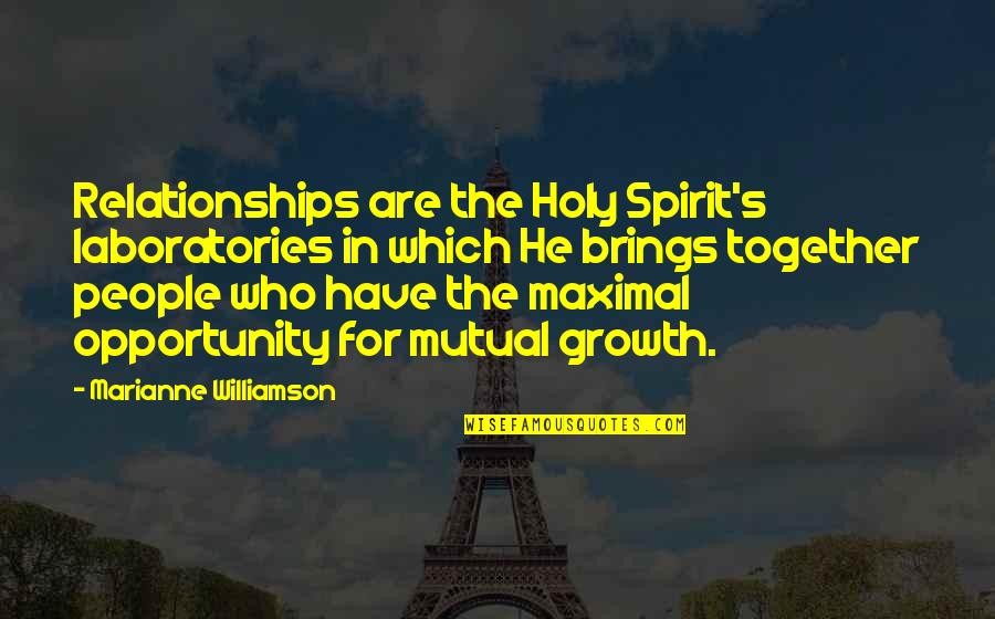 Growth And Opportunity Quotes By Marianne Williamson: Relationships are the Holy Spirit's laboratories in which Growth And Opportunity Quotes By Marianne Williamson: Relationships are the Holy Spirit's laboratories in which