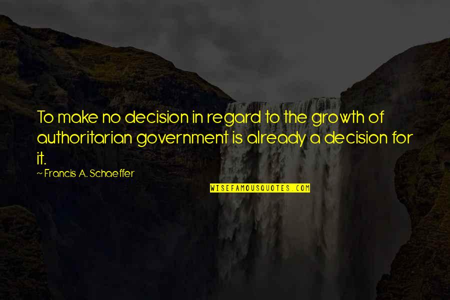 Growth For Quotes By Francis A. Schaeffer: To make no decision in regard to the Growth For Quotes By Francis A. Schaeffer: To make no decision in regard to the