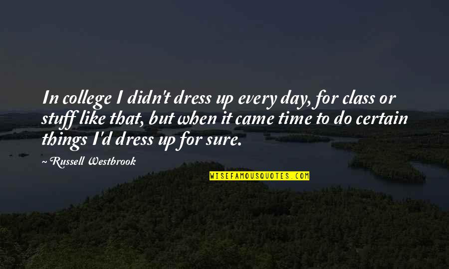 Grubers Power Quotes By Russell Westbrook: In college I didn't dress up every day, Grubers Power Quotes By Russell Westbrook: In college I didn't dress up every day,