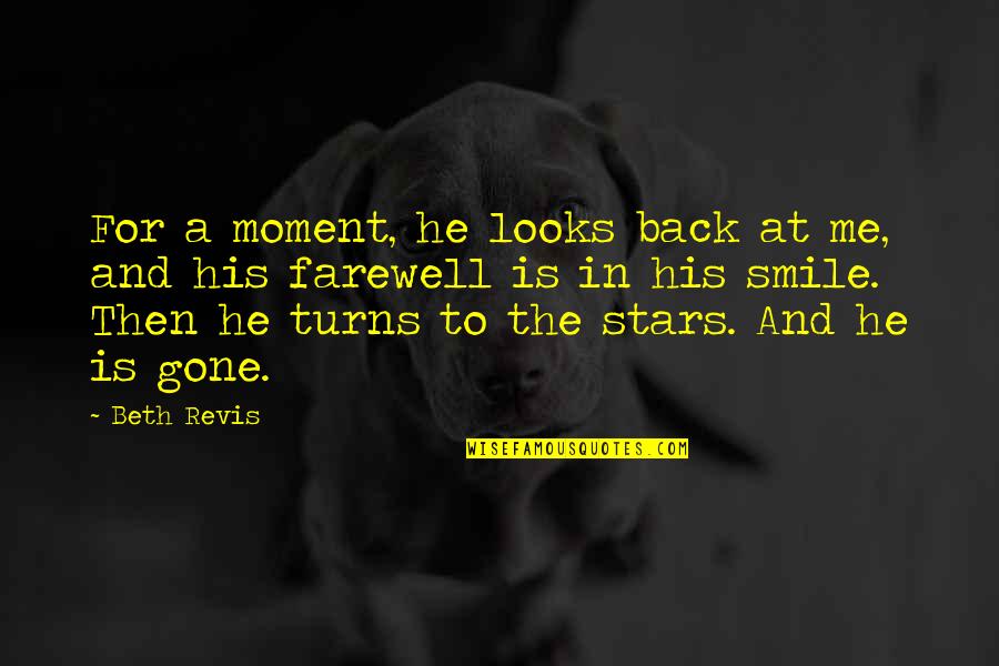 Grudging Quotes By Beth Revis: For a moment, he looks back at me,