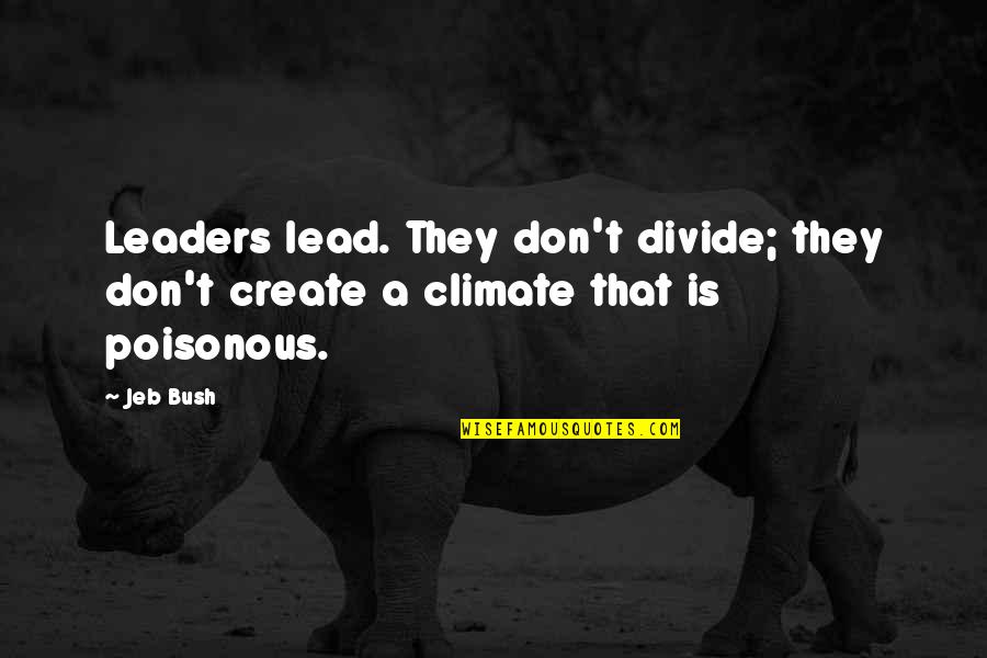 Gruffly Quotes By Jeb Bush: Leaders lead. They don't divide; they don't create