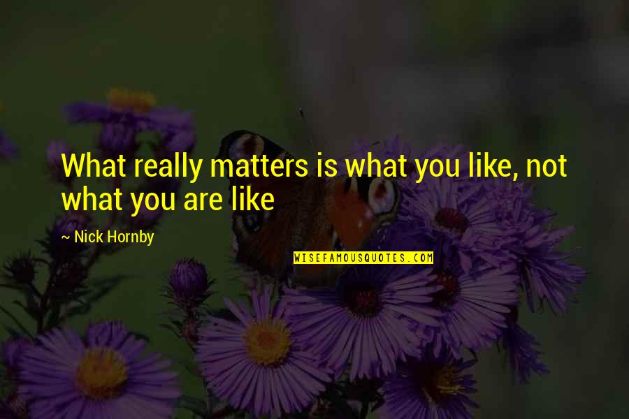 Grumpies Quotes By Nick Hornby: What really matters is what you like, not