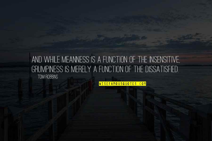 Grumpiness Quotes By Tom Robbins: And while meanness is a function of the