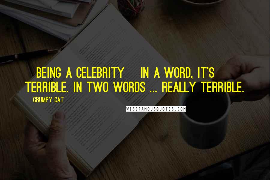 Grumpy Cat quotes: [Being a celebrity] In a word, it's terrible. In two words ... Really terrible.