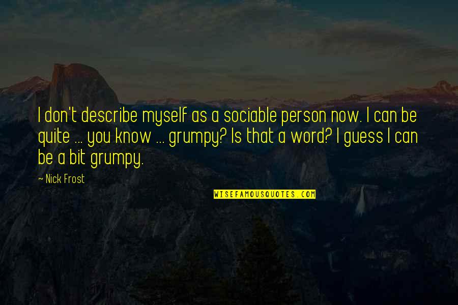 Grumpy Quotes By Nick Frost: I don't describe myself as a sociable person