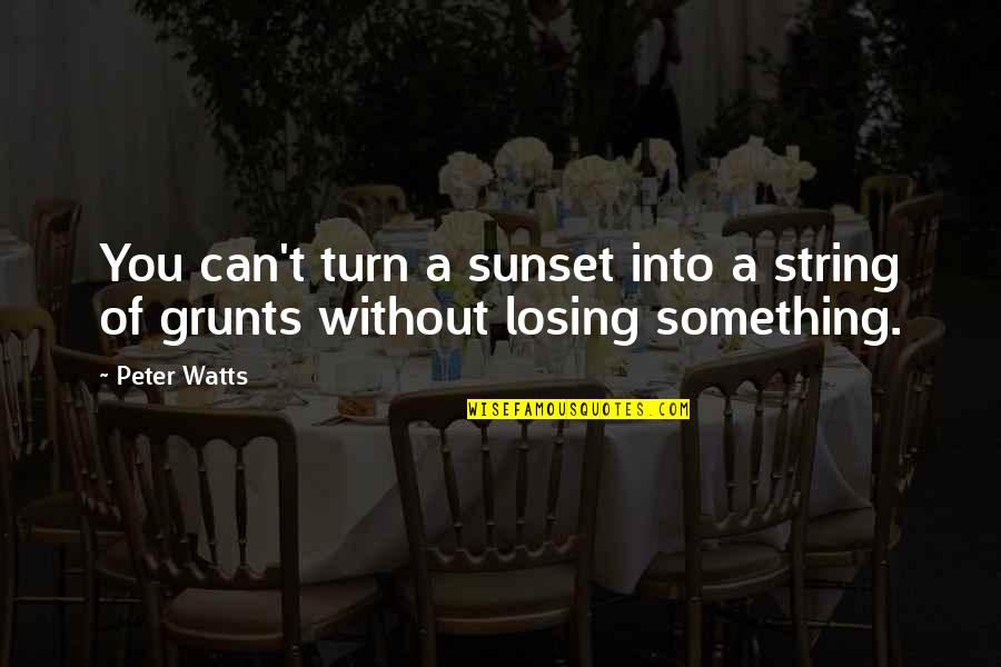 Grunts Quotes By Peter Watts: You can't turn a sunset into a string