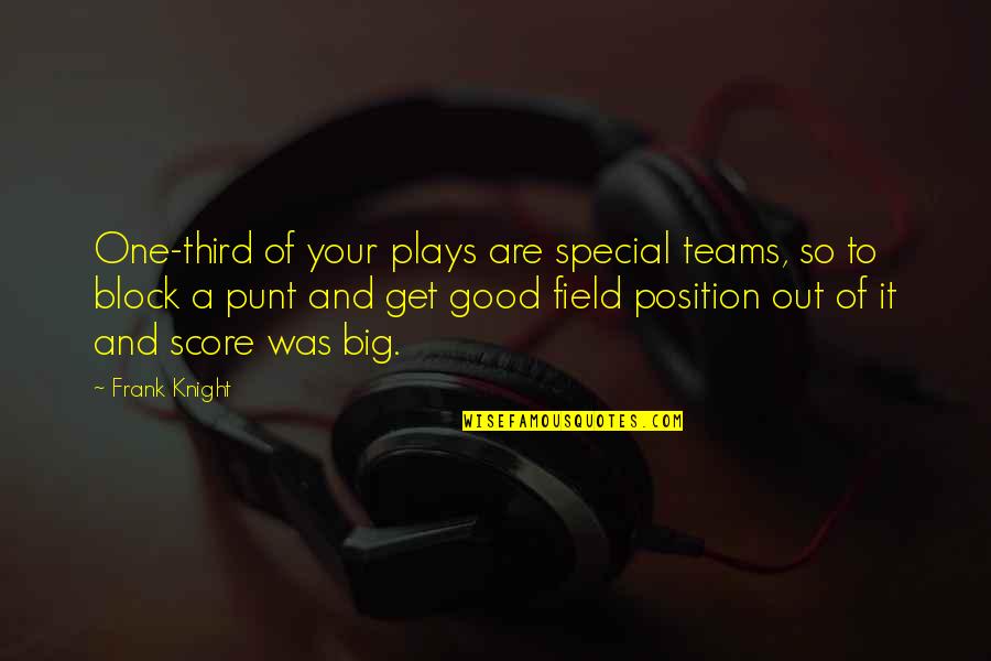 Gruszki Do Miesa Quotes By Frank Knight: One-third of your plays are special teams, so Gruszki Do Miesa Quotes By Frank Knight: One-third of your plays are special teams, so