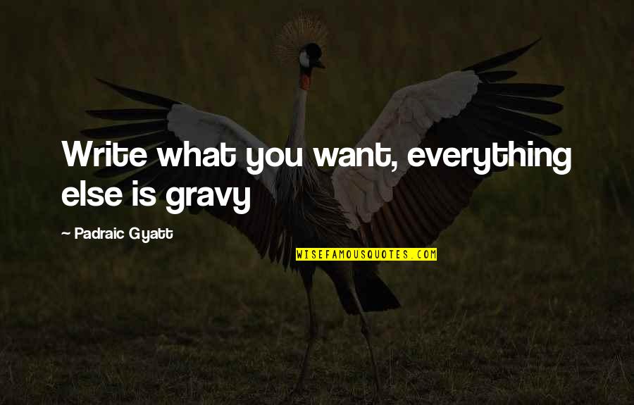 Gruz Quotes By Padraic Gyatt: Write what you want, everything else is gravy