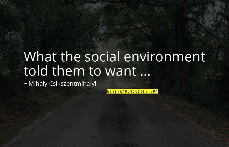 Gt Garza Quotes By Mihaly Csikszentmihalyi: What the social environment told them to want