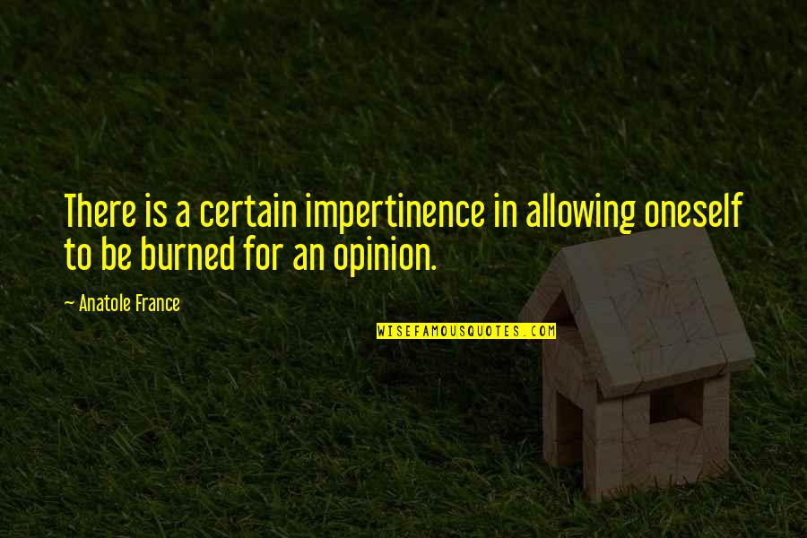 Gualterio White Quotes By Anatole France: There is a certain impertinence in allowing oneself