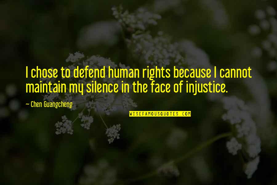 Guangcheng Chen Quotes By Chen Guangcheng: I chose to defend human rights because I
